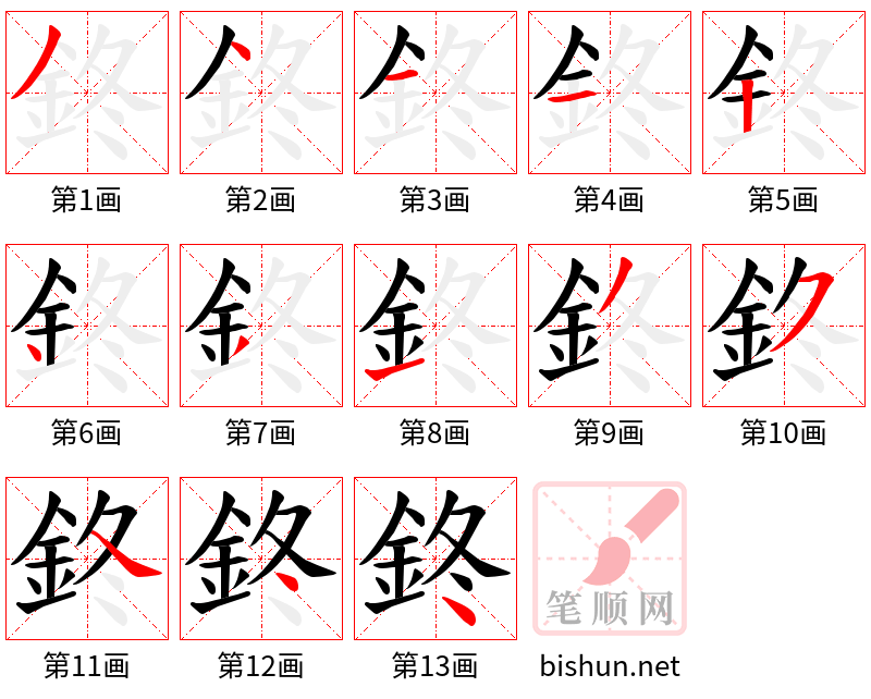 鉖 笔顺规范