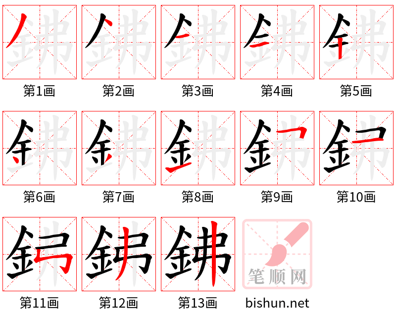 鉘 笔顺规范