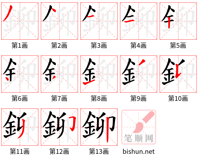 鉚 笔顺规范