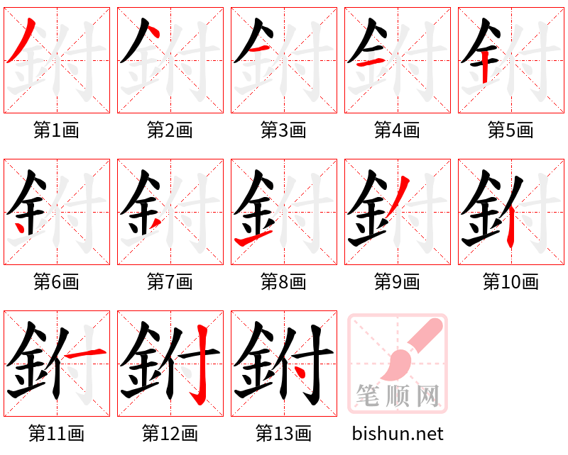 鉜 笔顺规范