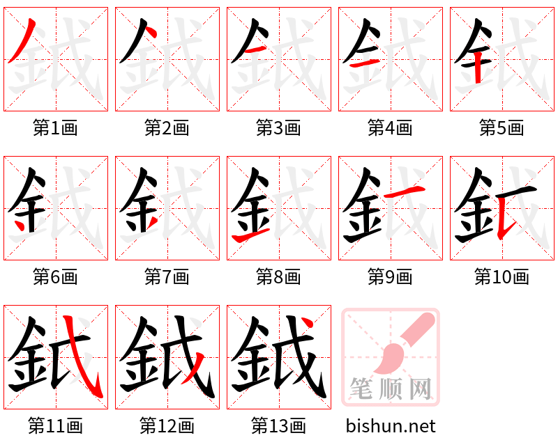 鉞 笔顺规范