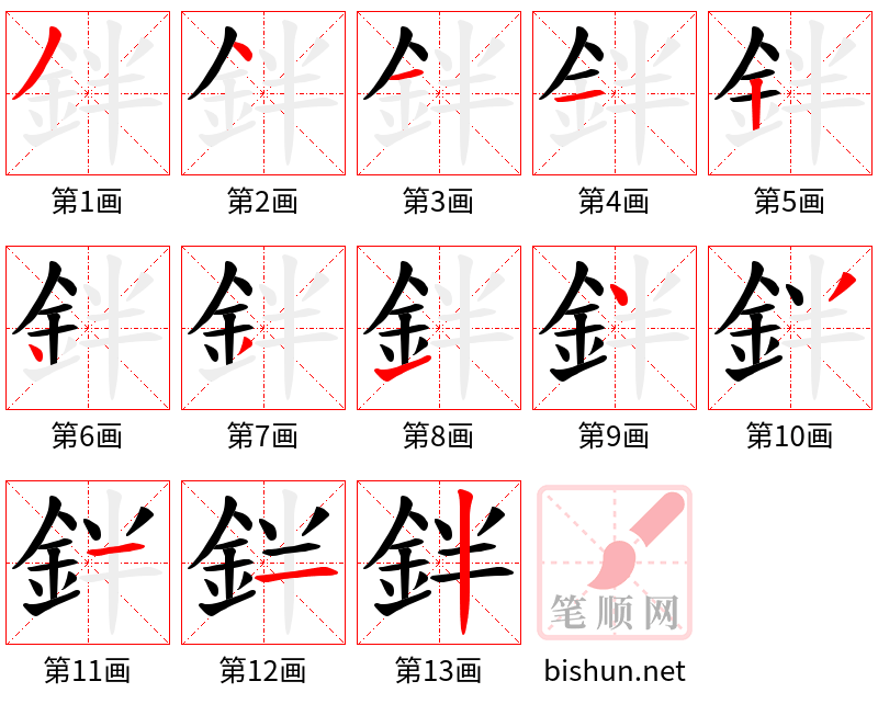 鉡 笔顺规范