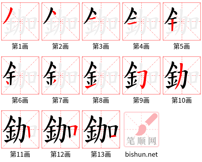 鉫 笔顺规范