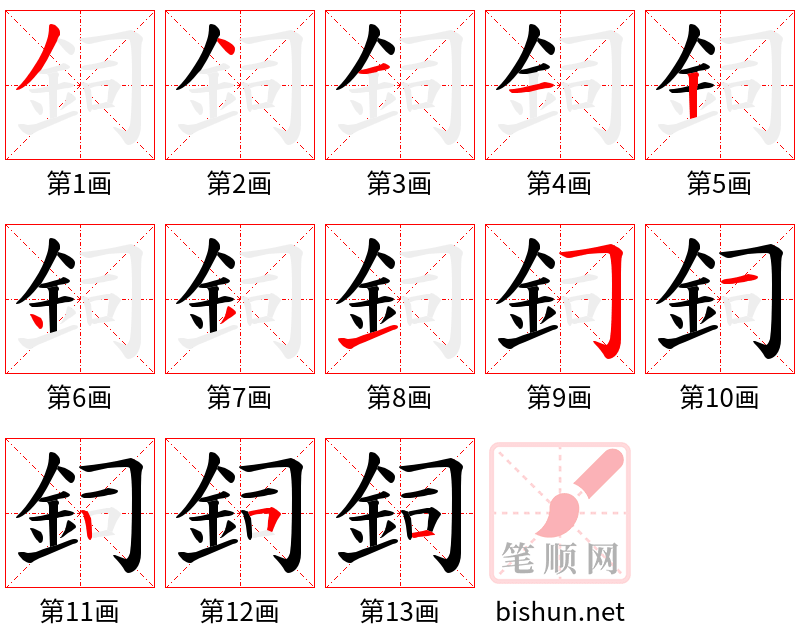 鉰 笔顺规范