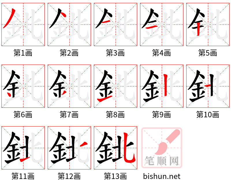 鉳 笔顺规范