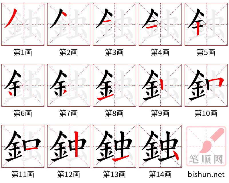 鉵 笔顺规范