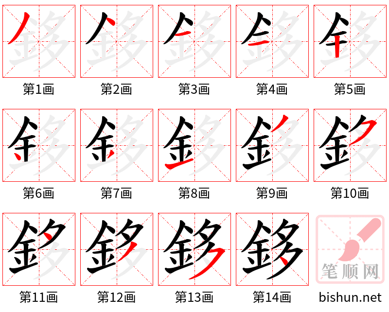 鉹 笔顺规范