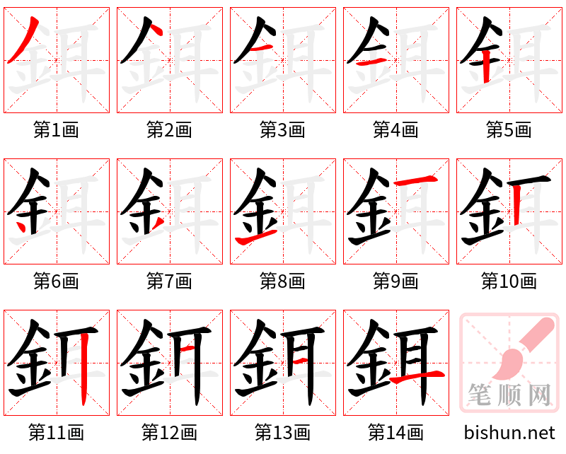 鉺 笔顺规范