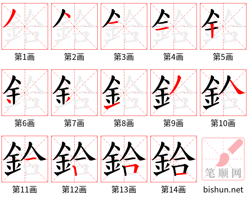 鉿 笔顺规范