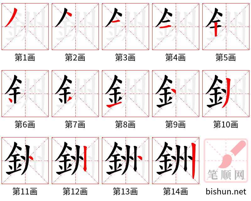 銂 笔顺规范