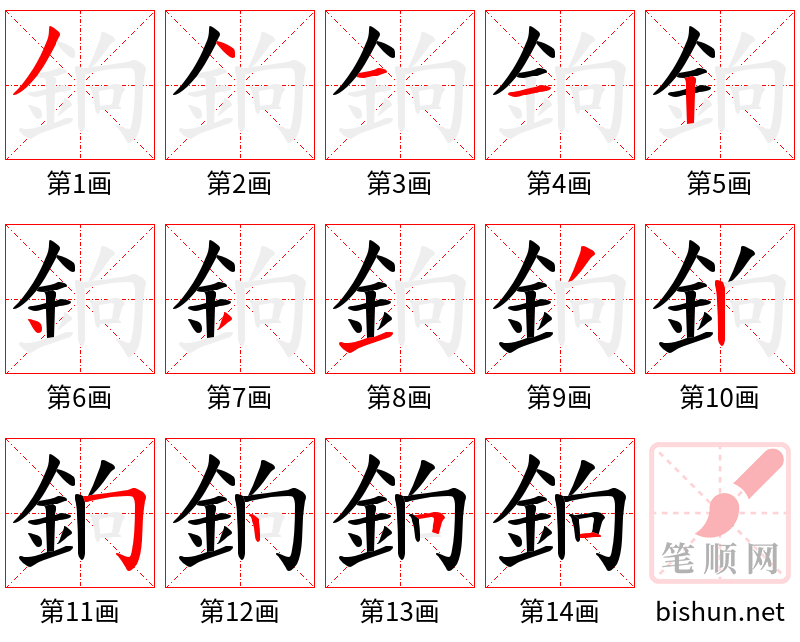 銄 笔顺规范