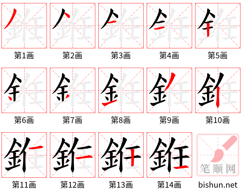 銋 笔顺规范