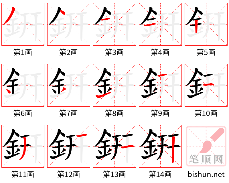 銒 笔顺规范