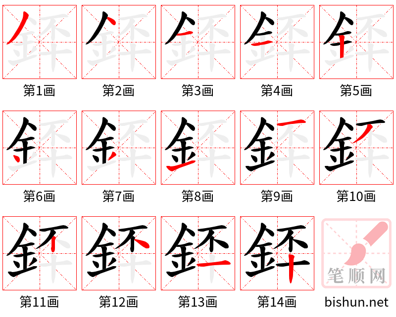 銔 笔顺规范