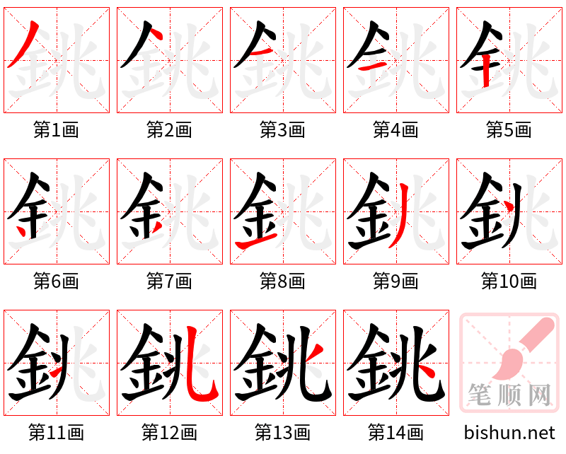 銚 笔顺规范