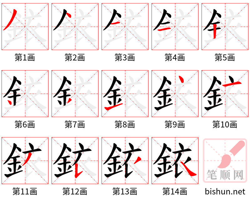 銥 笔顺规范