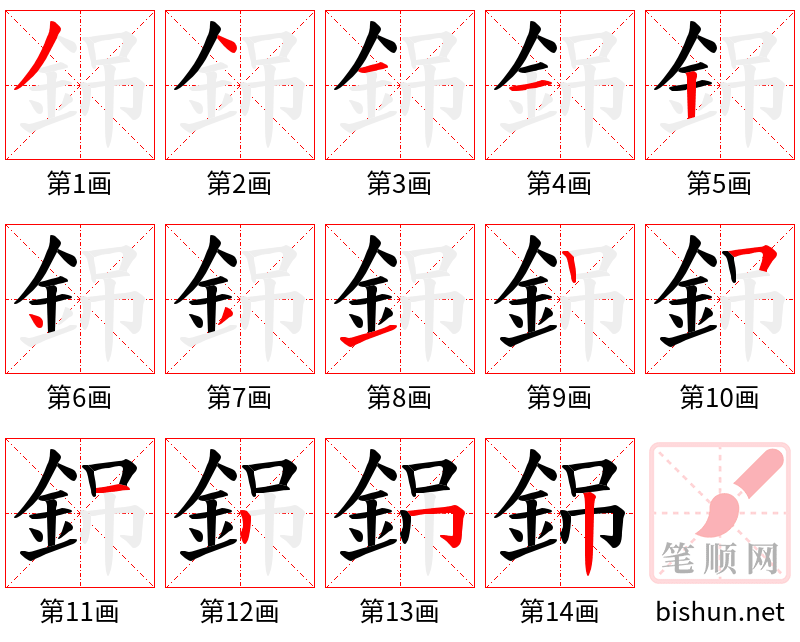 銱 笔顺规范