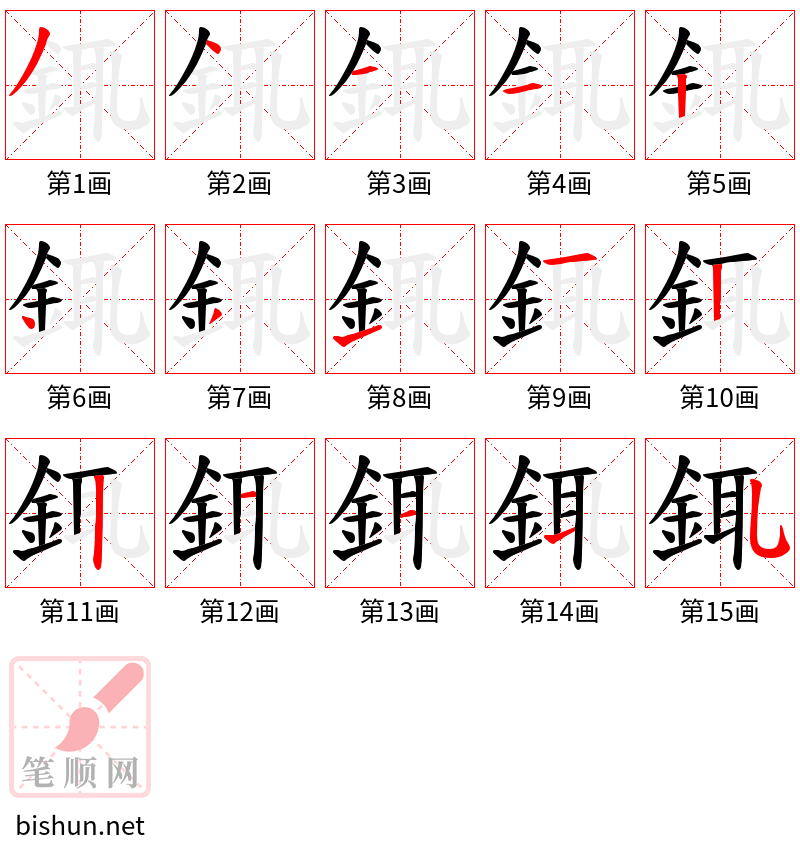 銸 笔顺规范