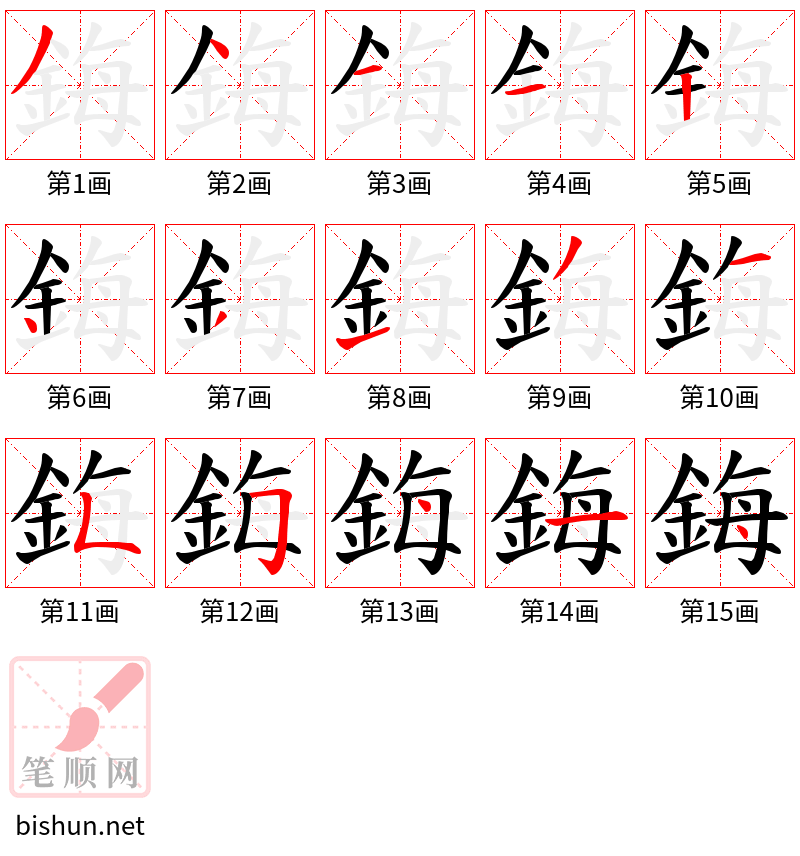 鋂 笔顺规范