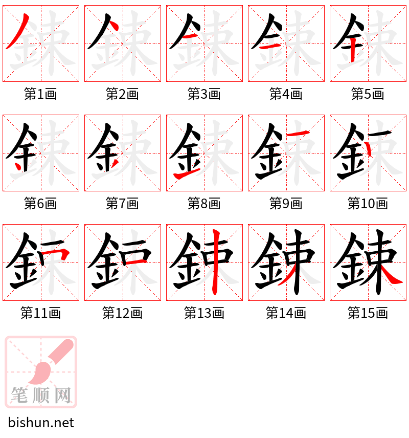 鋉 笔顺规范