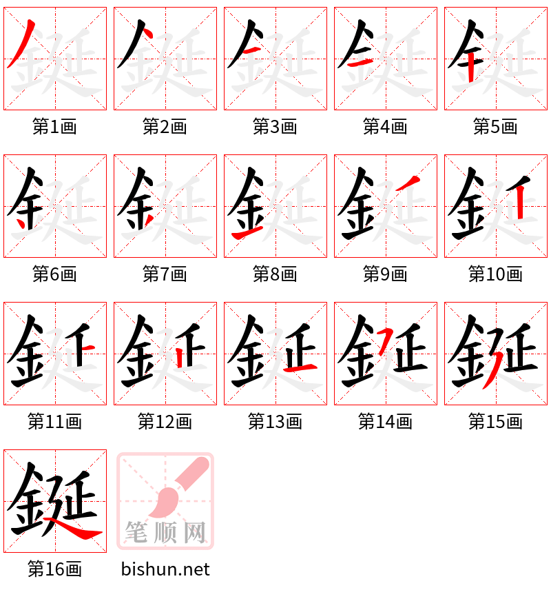 鋋 笔顺规范