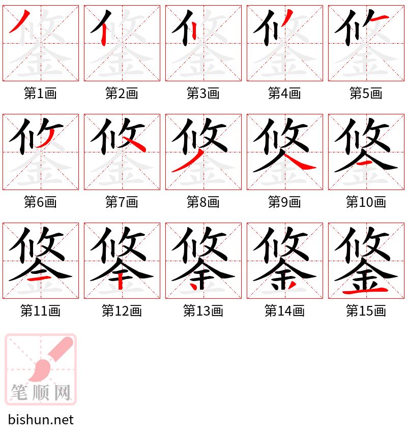 鋚 笔顺规范