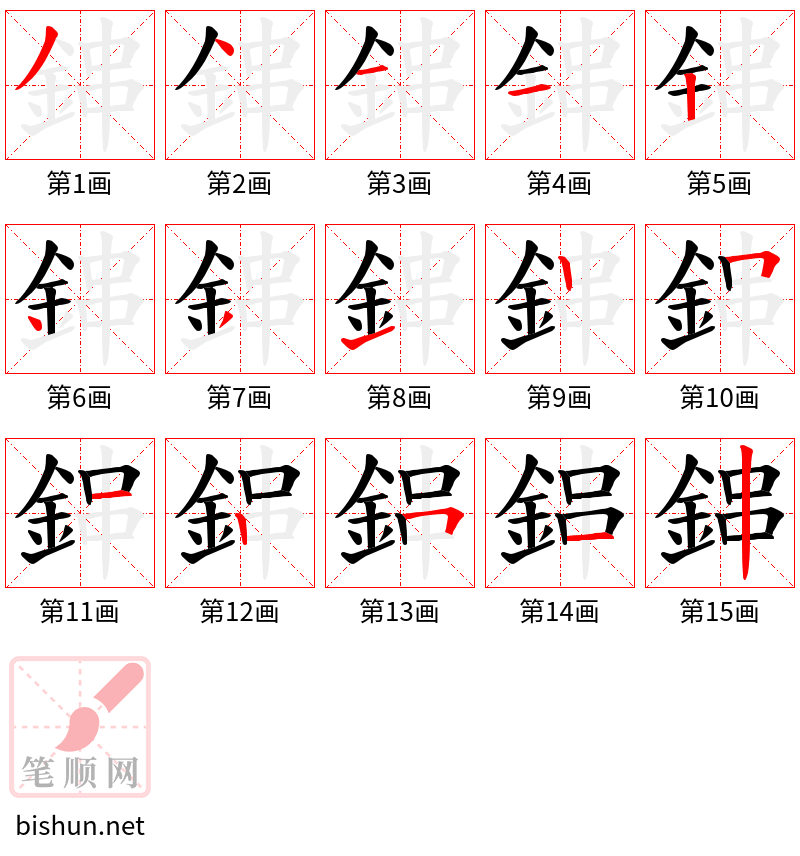 鋛 笔顺规范