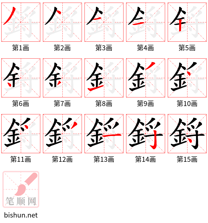 鋝 笔顺规范