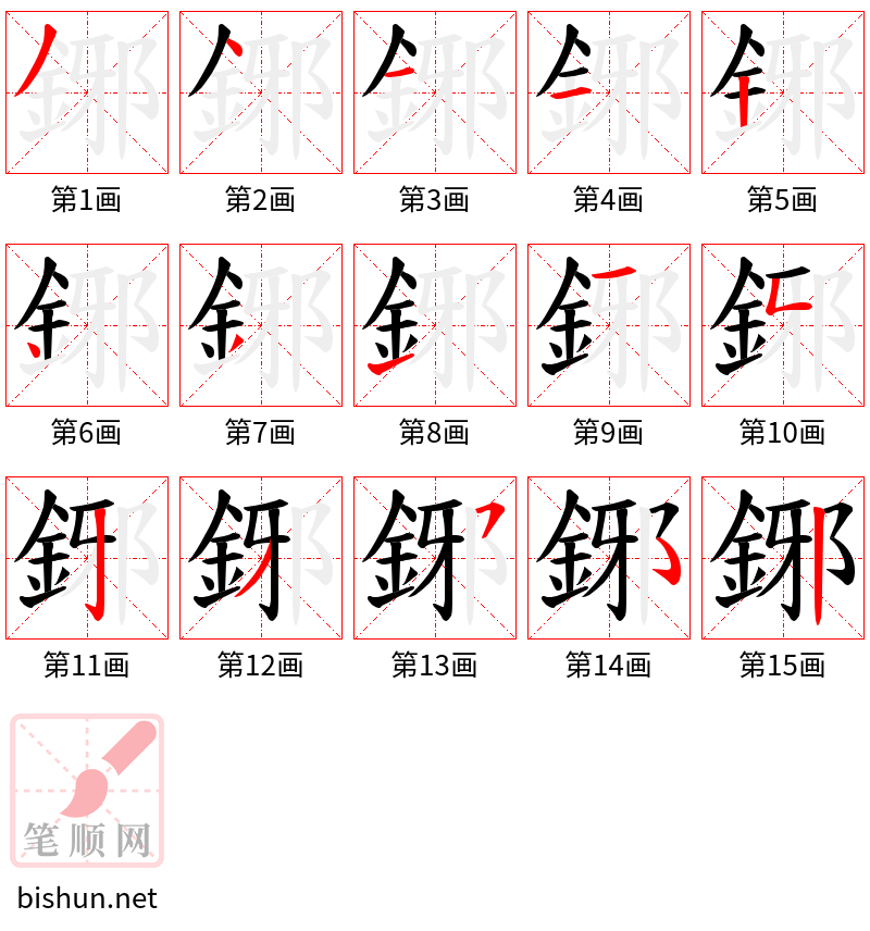 鋣 笔顺规范