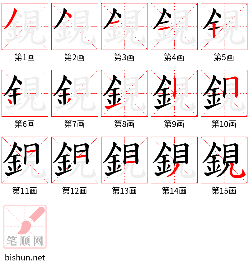 鋧 笔顺规范