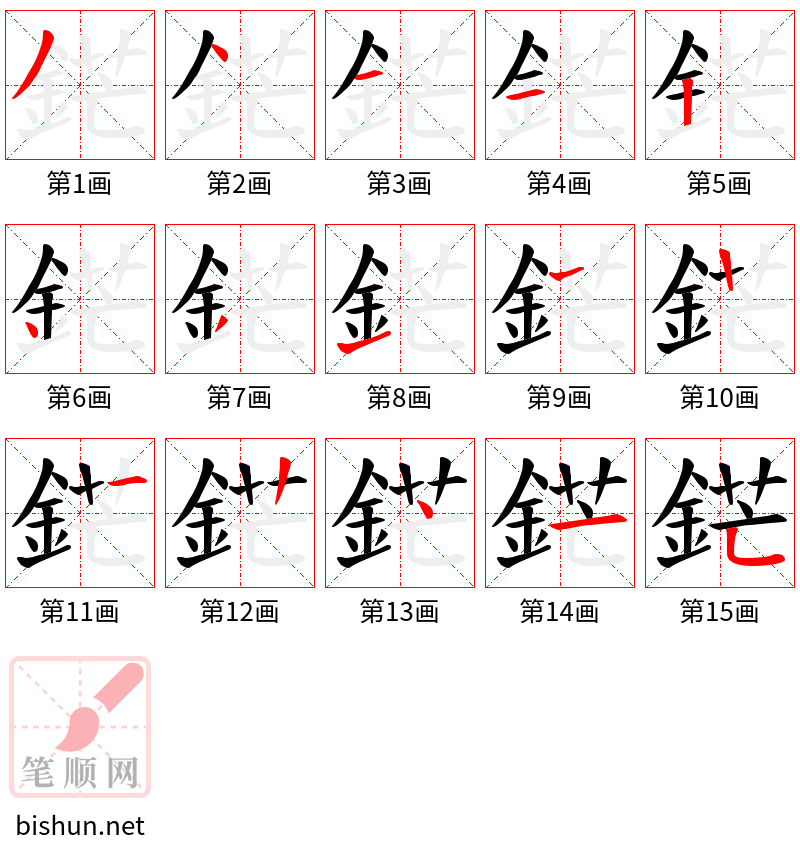 鋩 笔顺规范