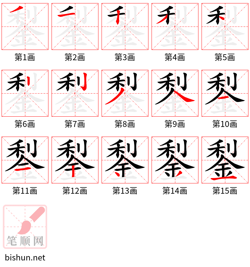 鋫 笔顺规范