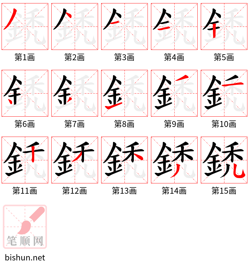 鋵 笔顺规范