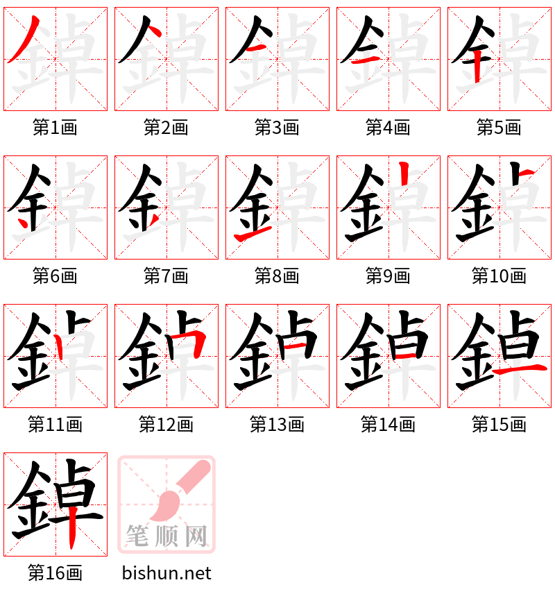 鋽 笔顺规范