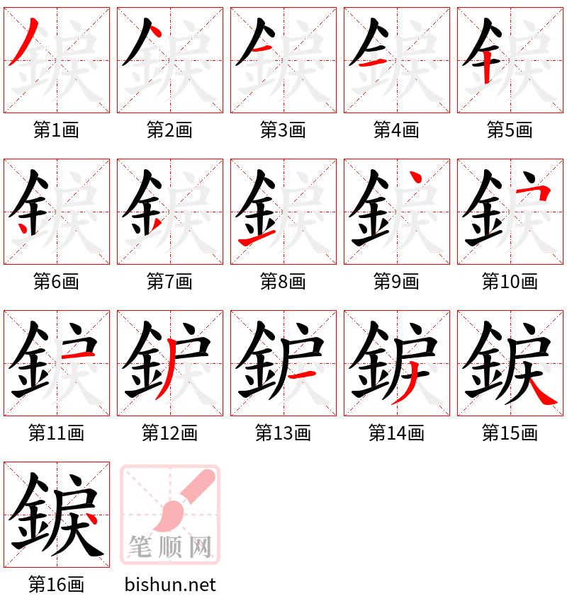 錑 笔顺规范