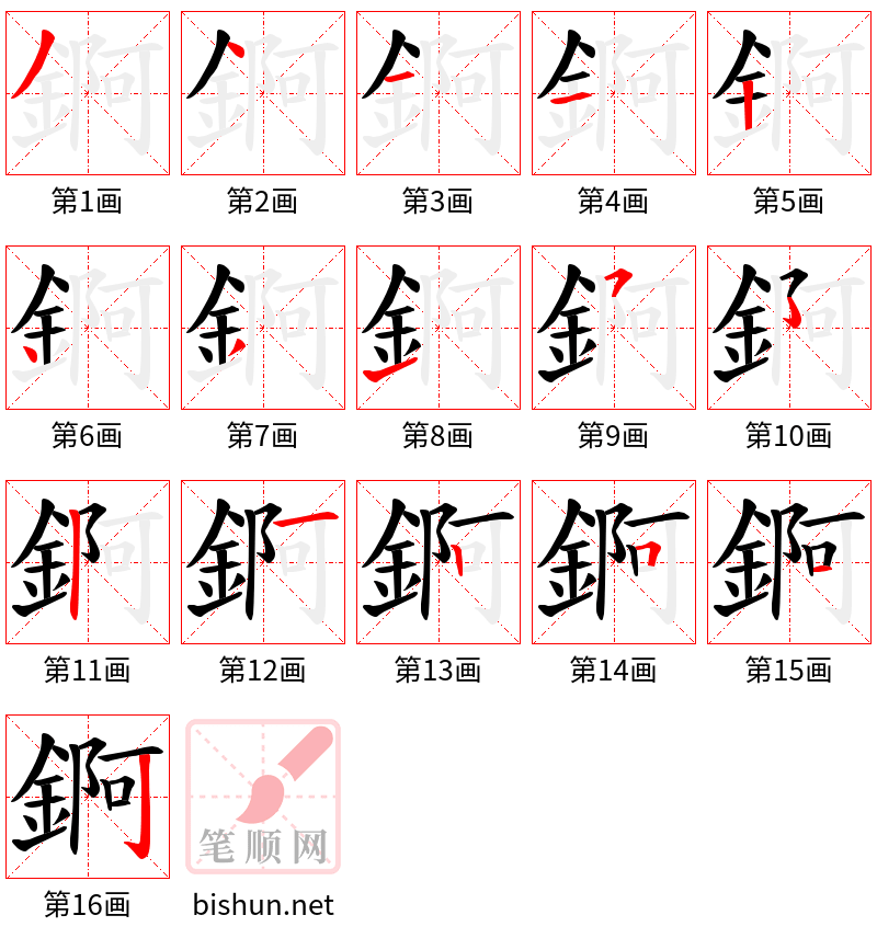 錒 笔顺规范