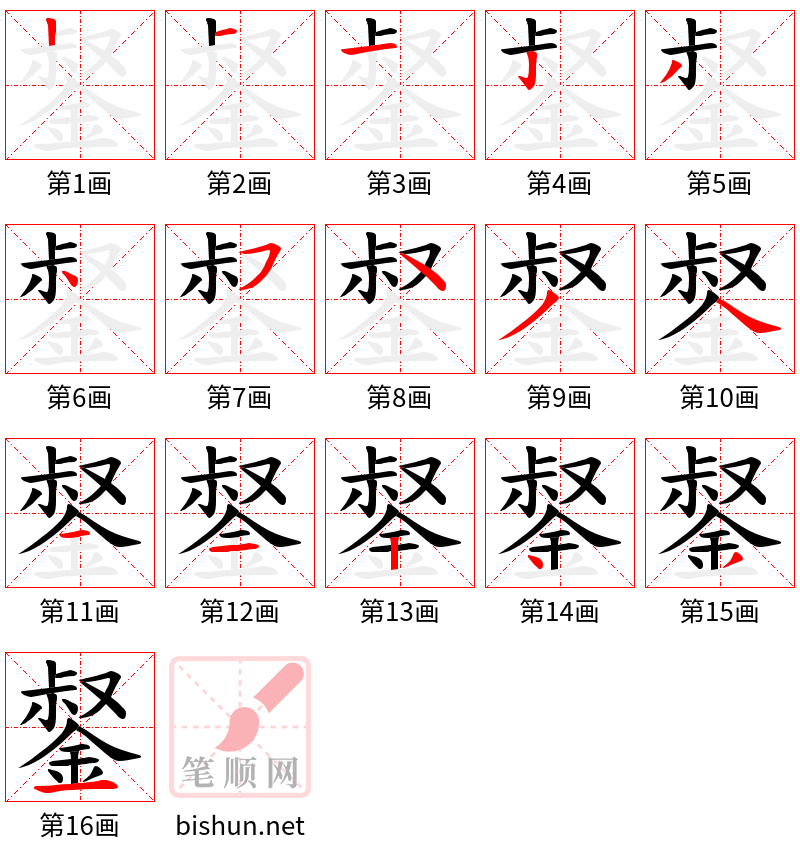 錖 笔顺规范