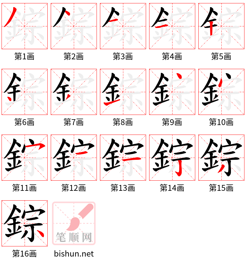 錝 笔顺规范