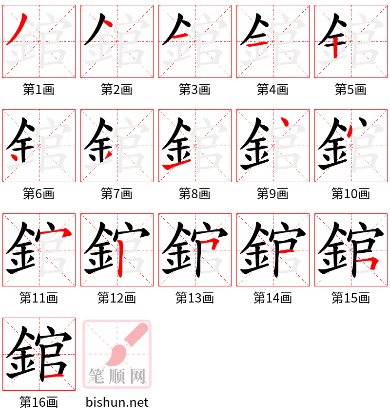 錧 笔顺规范