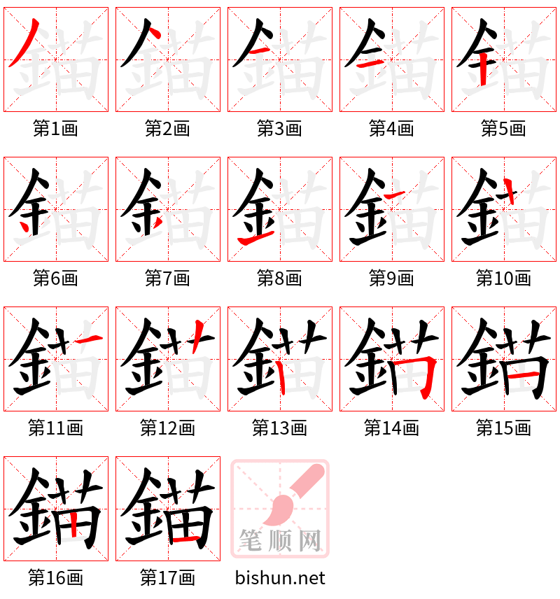 錨 笔顺规范