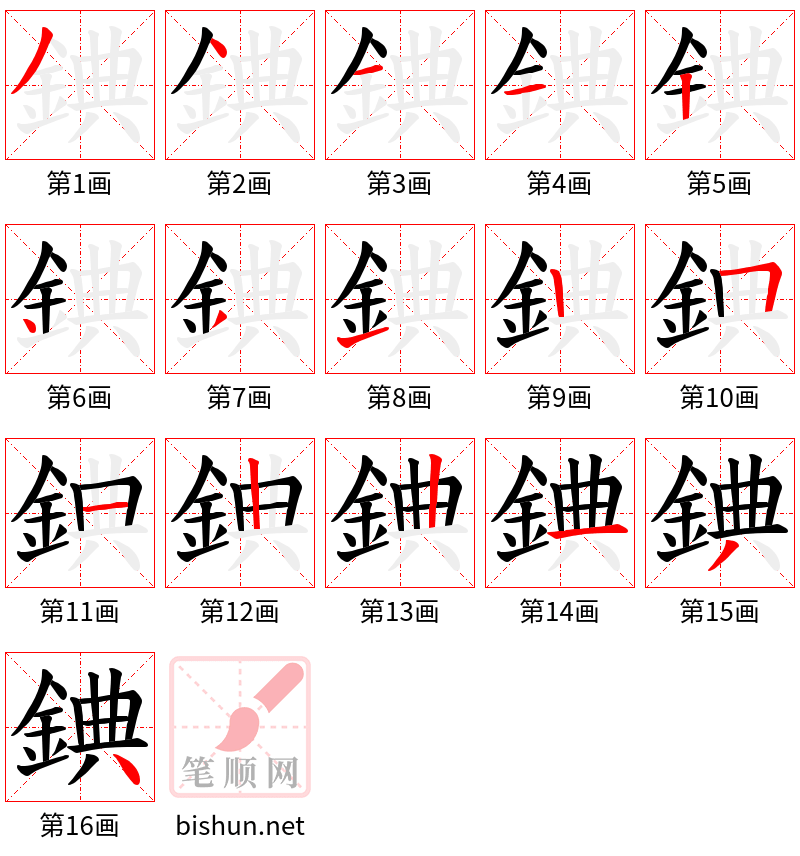 錪 笔顺规范