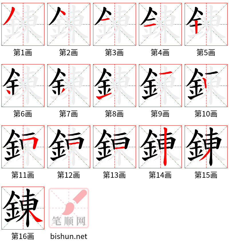 錬 笔顺规范