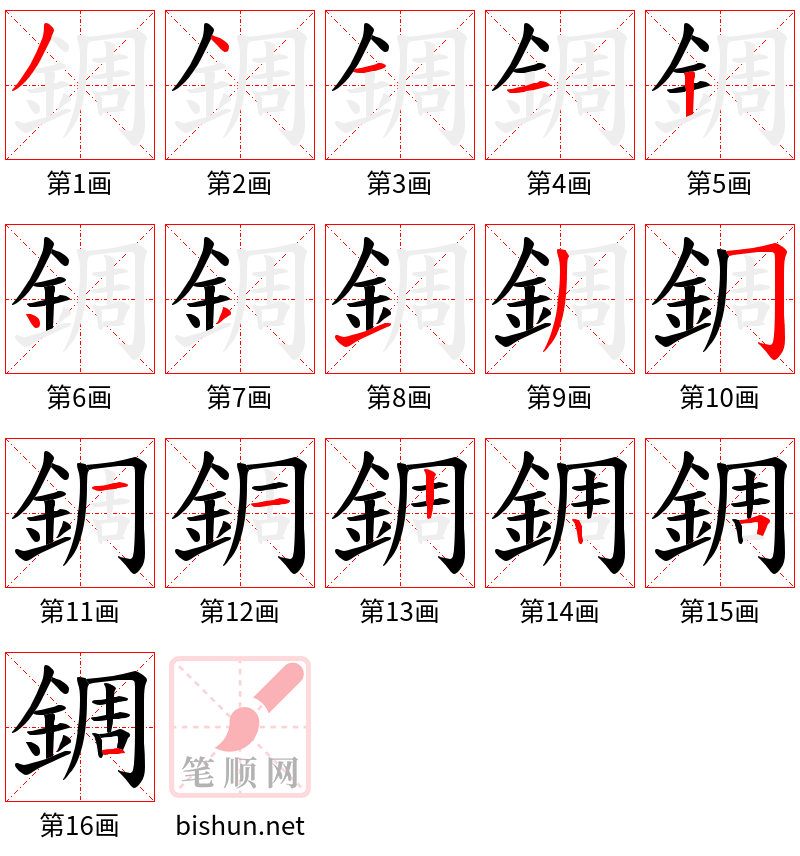 錭 笔顺规范