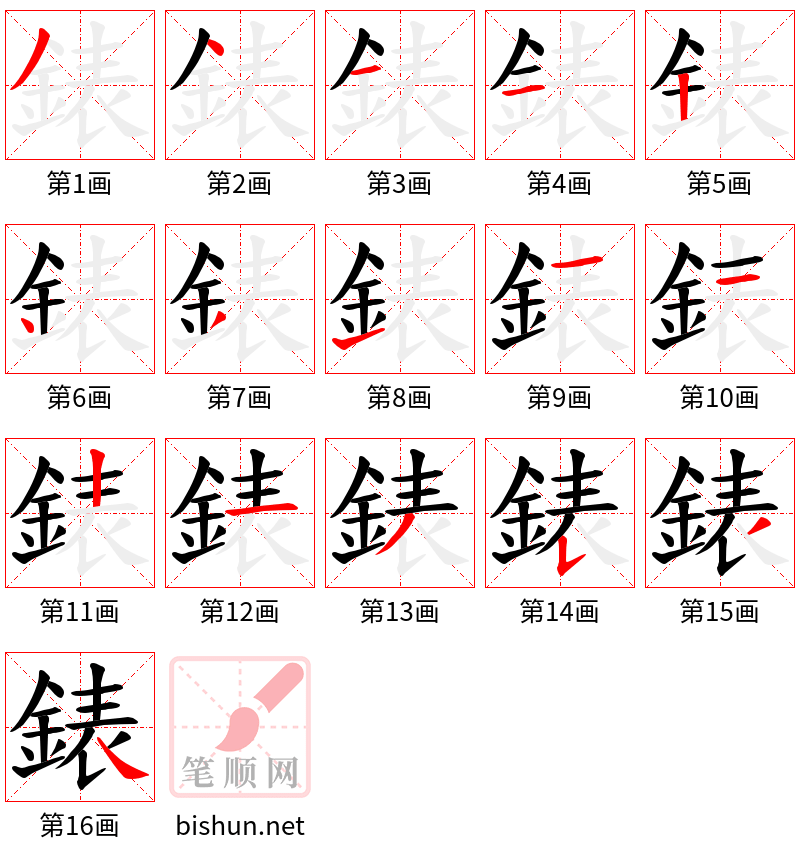 錶 笔顺规范