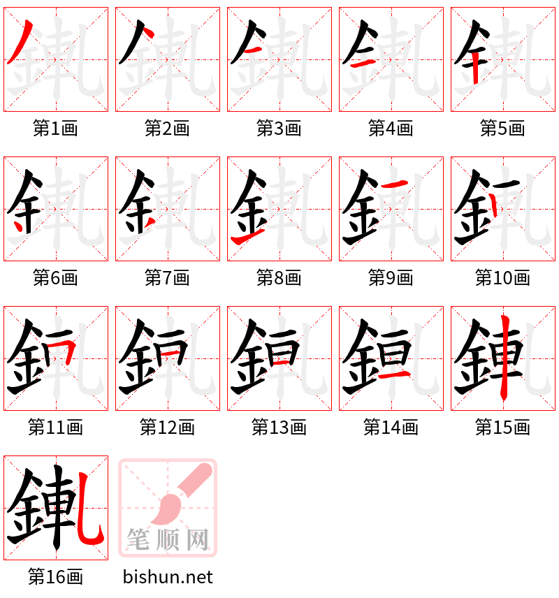 錷 笔顺规范