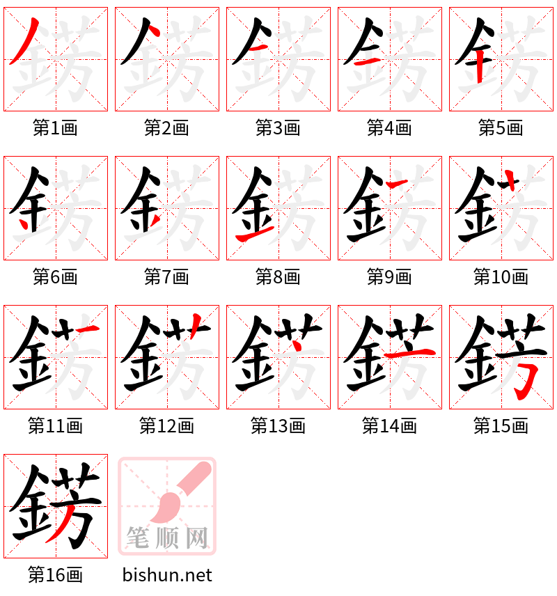 錺 笔顺规范