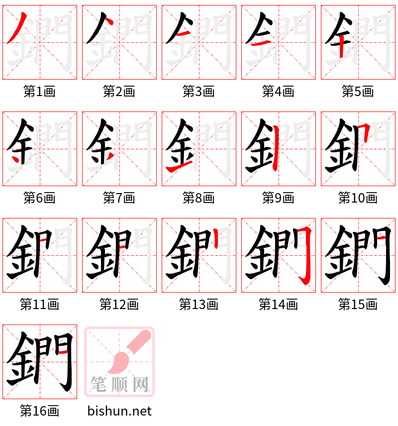 鍆 笔顺规范