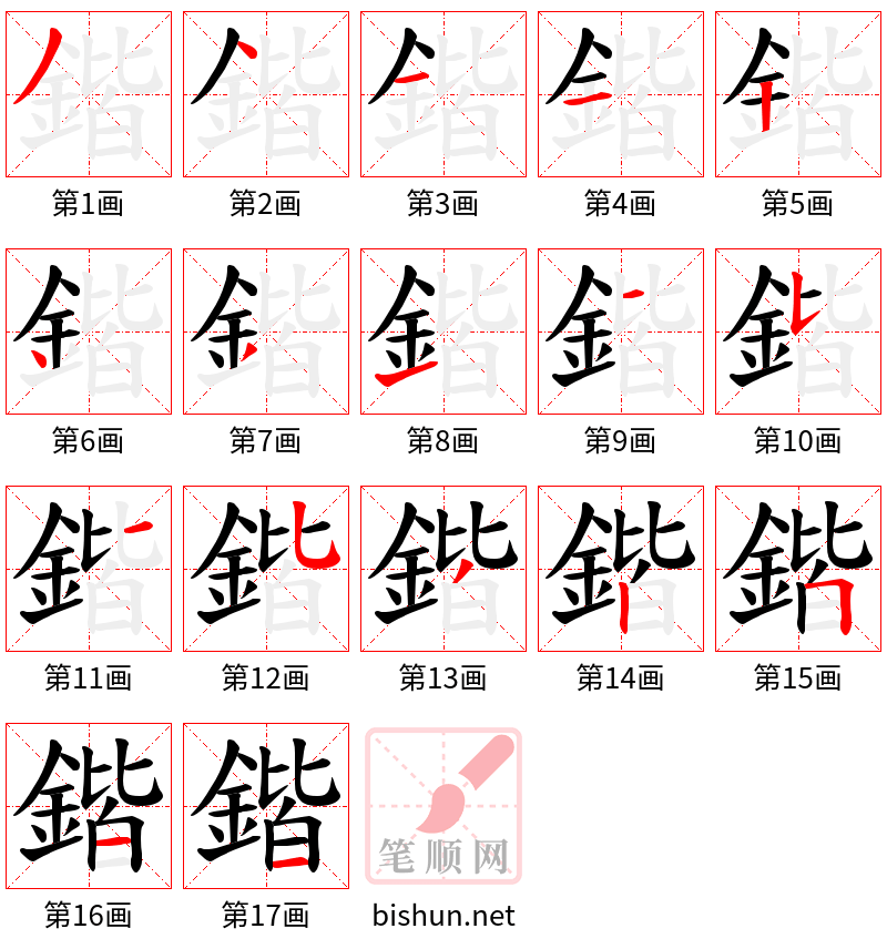 鍇 笔顺规范