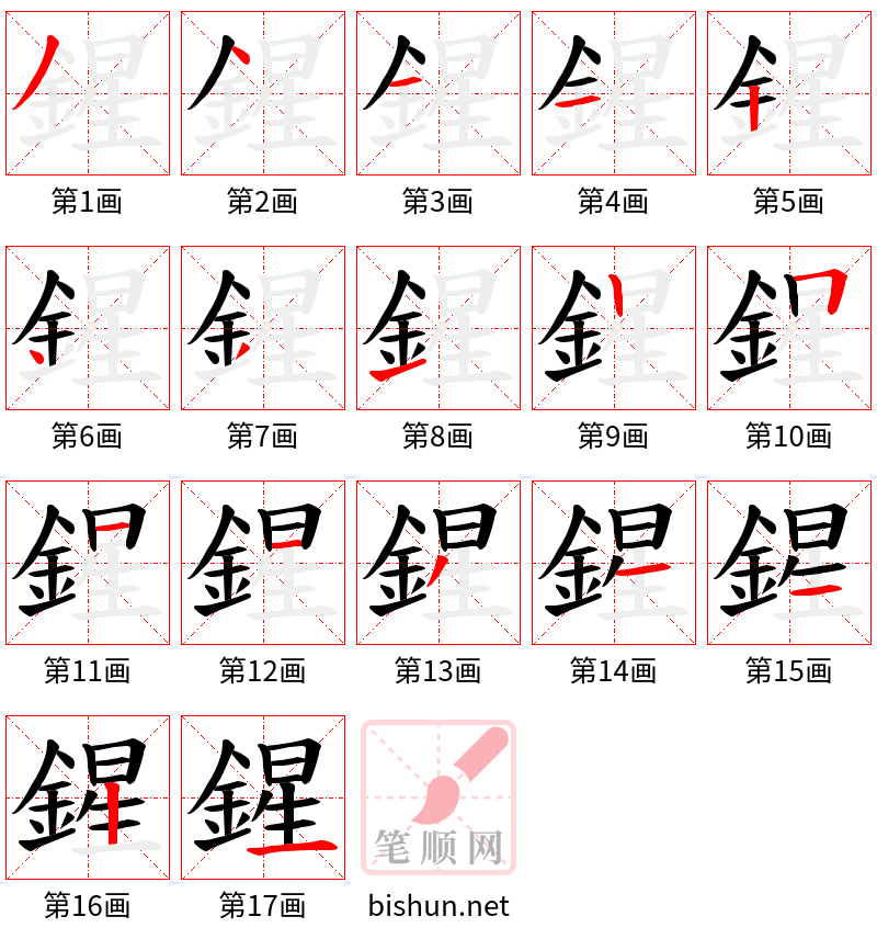 鍟 笔顺规范