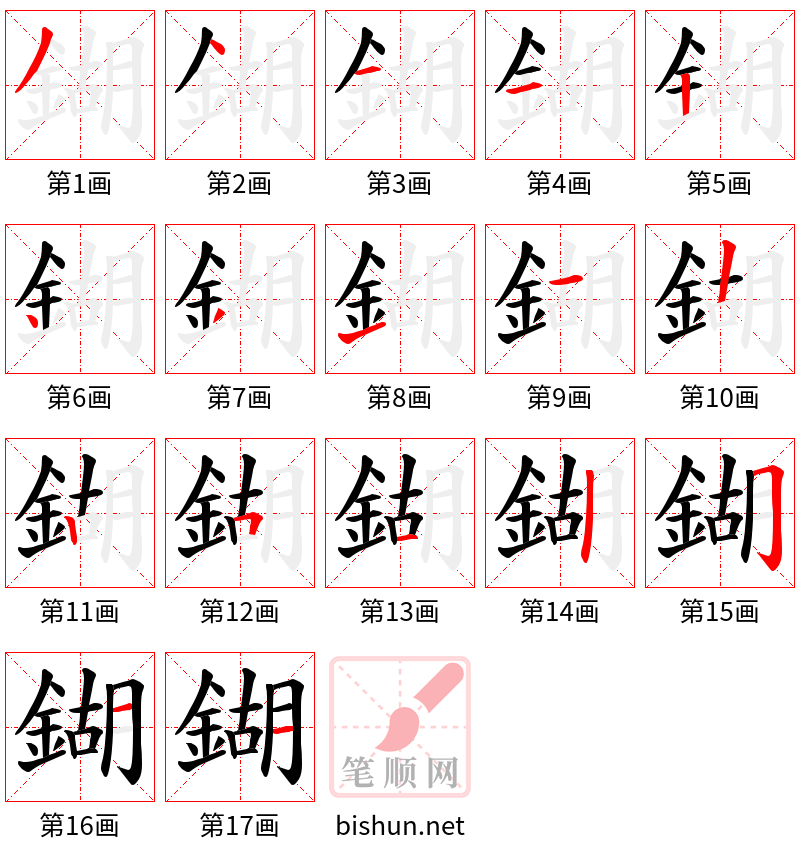 鍸 笔顺规范